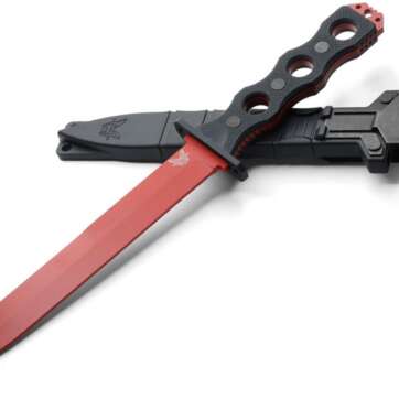 benchmade 185t socp trainer fixed blade 711 red unsharpened dagger blade