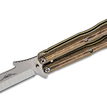 emerson custom bali bowie butterfly knife 4 stonewashed clip point blade