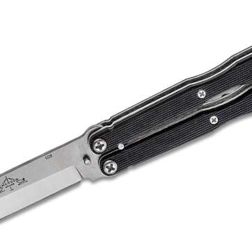 emerson hand ground bali longhorse butterfly knife 4 stonewashed drop point