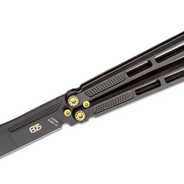 eos trident balisong butterfly knife 415 s30v black harpoon blade black