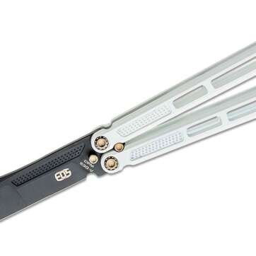 eos trident balisong butterfly knife 415 s30v black harpoon blade white